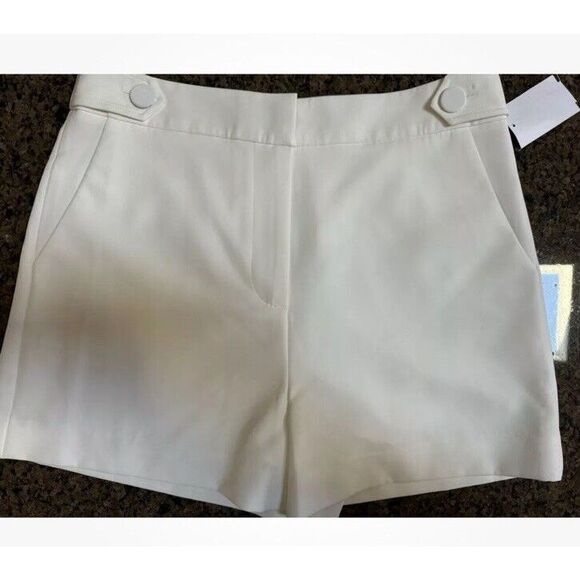 MILLY Aria Cady Sz 0 Button Tab Shorts Ivory Ecru White - Picture 1 of 16